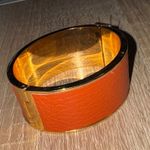 Parker Daniel’s bracket Orange Leather Bangle hinge gold toned Photo 0