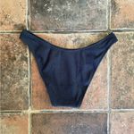 J.Crew  Textured Curved-Waist Cheeky Bikini Bottom Navy Size M Photo 2