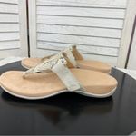 Vionic Wanda Leather T-strap Thing Sandals Beige 7 Bone Snake Embossed Photo 4