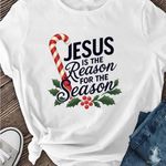 Women’s White Graphic Tee with Candy Cane Design Size L Photo 1