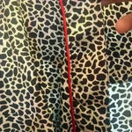 Animal Leopard Print Bath Robe Pink Trim size XL Black Photo 5
