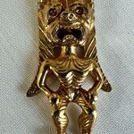 Vintage Hawaiian Tiki Pendant Necklace Gold Tone Chain Tribal God Charm Jewelry Photo 2