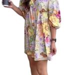 H&M Floral Colorful Dress Shift Puff Sleeve Oversize Relax Fit S Photo 5