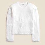 J.Crew New Relaxed Linen Long Sleeve T-Shirt in White, Size Large Photo 1