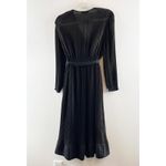 Milly  V Neck Long Sleeve Pleated Liv Belted Mini Dress Black 0 Photo 3