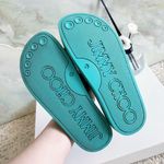 Jimmy Choo Authentic Teal FITZ Logo Slides / Sandals Photo 9