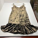 Black Halo  Garland Gun Metal Velvet V-neck Flounce Hem Midi Dress Womens Size 12 Photo 2