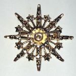 Elegant Gold Tone Rhinestone Boho Starburst Brooch Photo 3