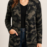 Apt. 9  Longline Cardigan Sweater Jacket Medium Gray Black Camo Print Normcore Photo 0