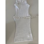Bebe White Silver Metallic Sleeveless Turtleneck Shirt Tank Top M Y2K Futuristic Photo 5