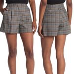 Rachel Rachel Roy Gray Navy Pleated Plaid Dressed Mini Shorts‎ Size 10 Photo 1