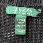 Lauren Ralph Lauren Cotton Cardigan Size 3X Long Sleeve Chunky Black Sweater Photo 2