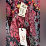 Raj paisley floral print Long Vest Embroidered Gift For Her Fringe Sleeveless Red Size undefined Photo 4