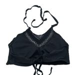 SO  Bikini Top V Neck Crochet String Ties Removable Cups Black 0X Photo 1