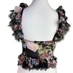 ⭐️LULUS Charmingly Sweet Black Floral Print Lace Bustier Top Size XS Photo 2
