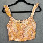 Sim & Sam Top Womens Medium Orange Ditsy Floral Smocked Ruffle Crop Y2K Boho NEW Photo 2