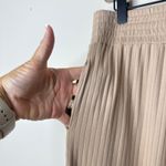 Jackson Rowe Ribbed Wide‎ Leg Pants Women's Medium High Waist Smocked Waistband Tan Photo 4