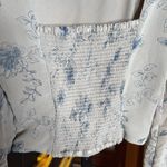 Anthropologie  House of Harlow 1960 Gray and Blue Floral Smocked Blouse Size XS Photo 10