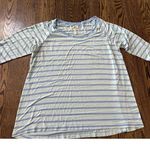 Matilda Jane T Shirt Womens Large Blue White Striped Long Sleeve Modal Blend Top Photo 0