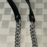 Source Unknown Black Faux Leather Strap with Silver Chain Photo 0
