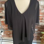 Women Black Chiffon Cape V Neck Bodycon Pencil Cocktail Elegant midi Dress M Size M Photo 1