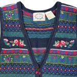 Erika Vintage  Fair Isle Cottage Dark Floral Sweater Vest Size M Holiday Vintage Photo 5