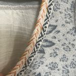 Akemi + Kin  Anthropologie soft blue grey floral top braided trim sz m Photo 4