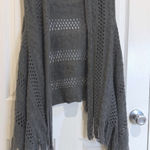 Hooded Fringe Vest Open‎ Knit Sleeveless Cardigan Shawl Cover Up Gray Size undefined Photo 0