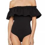 BCBGMAXAZRIA Black Ruffle Off Shoulder The Bodysuit Size XXS Photo 0