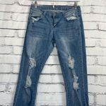 Cello Straight Leg Jeans Size 7 Mid Rise Medium Wash Distressed Stretch Y2K Photo 5
