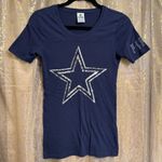 PINK - Victoria's Secret  Blue Silver Dallas Cowboys NFL Sequin Bling T Shirt XS Photo 0