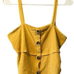 American Eagle  Yellow‎ Cropped Tank Size Small Button Front Boho Peasant Hippie Photo 0