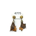 Wooden beaded dangle animal carved earrings Brown Photo 1