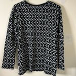 J.Jill Long‎ Sleeve Two Pocket Top Geometric Black & White Pattern Size Large Photo 2