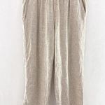 Briggs Women's Linen Blend Wide Leg Crop Pants sz XL Paperbag Waist High Rise Tan Photo 0