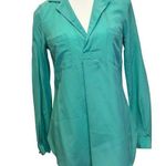 Lilly Pulitzer XS Teal Silk Blouse - 100% Silk with Green Gemstone Buttons Photo 0
