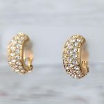 Swavorski Vintage Swarovski Clip On Earrings Statement Gold Tone & Clear Crystal Photo 1
