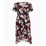 Torrid Burgundy Red Floral Challis Button Up Midi Shirt Dress Pockets Size 2X Photo 3