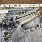 KanCan Buttonfly High Waisted Straight Leg Denim Jeans Size 9 Acid Wash Pink Hue Blue Photo 5