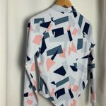 Women’s Geometric Long Sleeve Swimsuit one piece padding front zipper NWOT L White Size L Photo 8