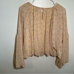 Gianni Bini Puff Sleeve Blouse Tan Pink Floral Photo 8