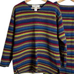Jones New York Vtg  Sport Lambswool Striped V-Neck Sweater Pullover Women's Small Photo 0
