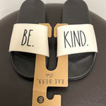 Rae Dunn  Black Ivory Be Kind Slides NWT 8 *minor discoloration* Photo 0