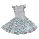 Oliphan Floral Smocked Ruffle Mini Dress Pink Green White Sleeveless Summer S Photo 1