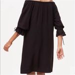 Ann Taylor LOFT off the shoulder Black dress XSMALL tie sleeve Midi NWT Photo 2