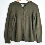 Christopher & Banks  100% Cotton Olive Green Button up Cardigan Sweater Sz M Photo 0