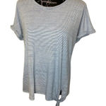 Striped T Shirt Womens Blue White Short Sleeve Tie Knot Casual Top Blue Size L Photo 0