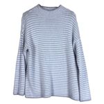 Chico's Sweater Womens L White Lavender Striped Mock Neck Fuzzy Knit Cozy Lounge Photo 3