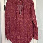 Free People  Bohemian Long Sleeve S Mia Tunic Aztec Print Blouse Pink Festival Photo 0