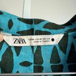 ZARA  Women's Blue Green Print Long Sleeve‎ Mini Dress with Belt Photo 3